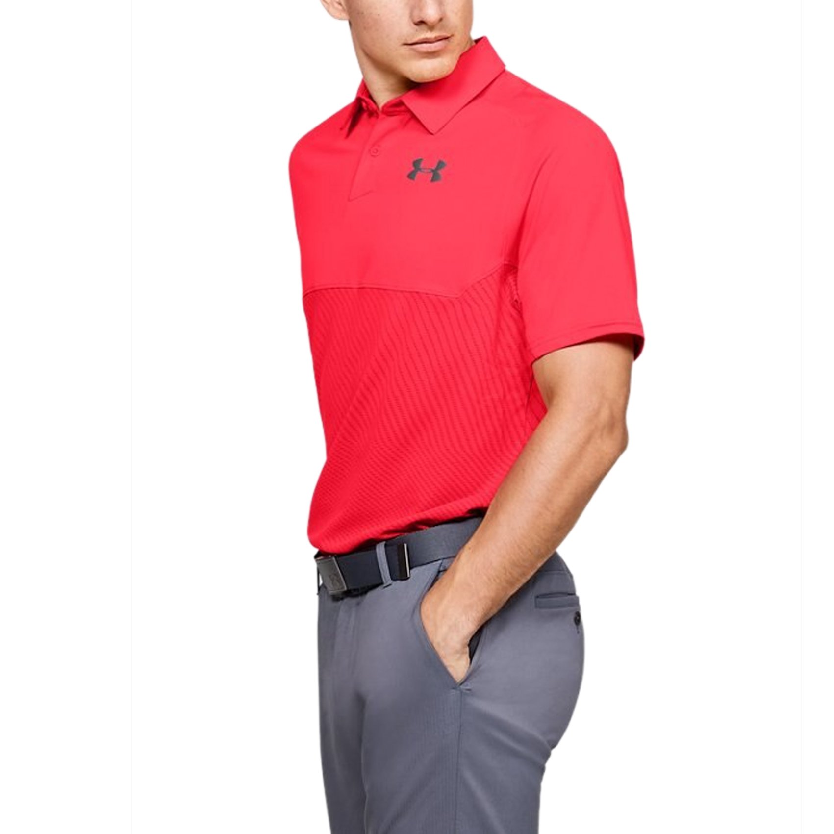 Under Armour Tour Tips Blocked Golf Polo Beta Red just 44.50, save