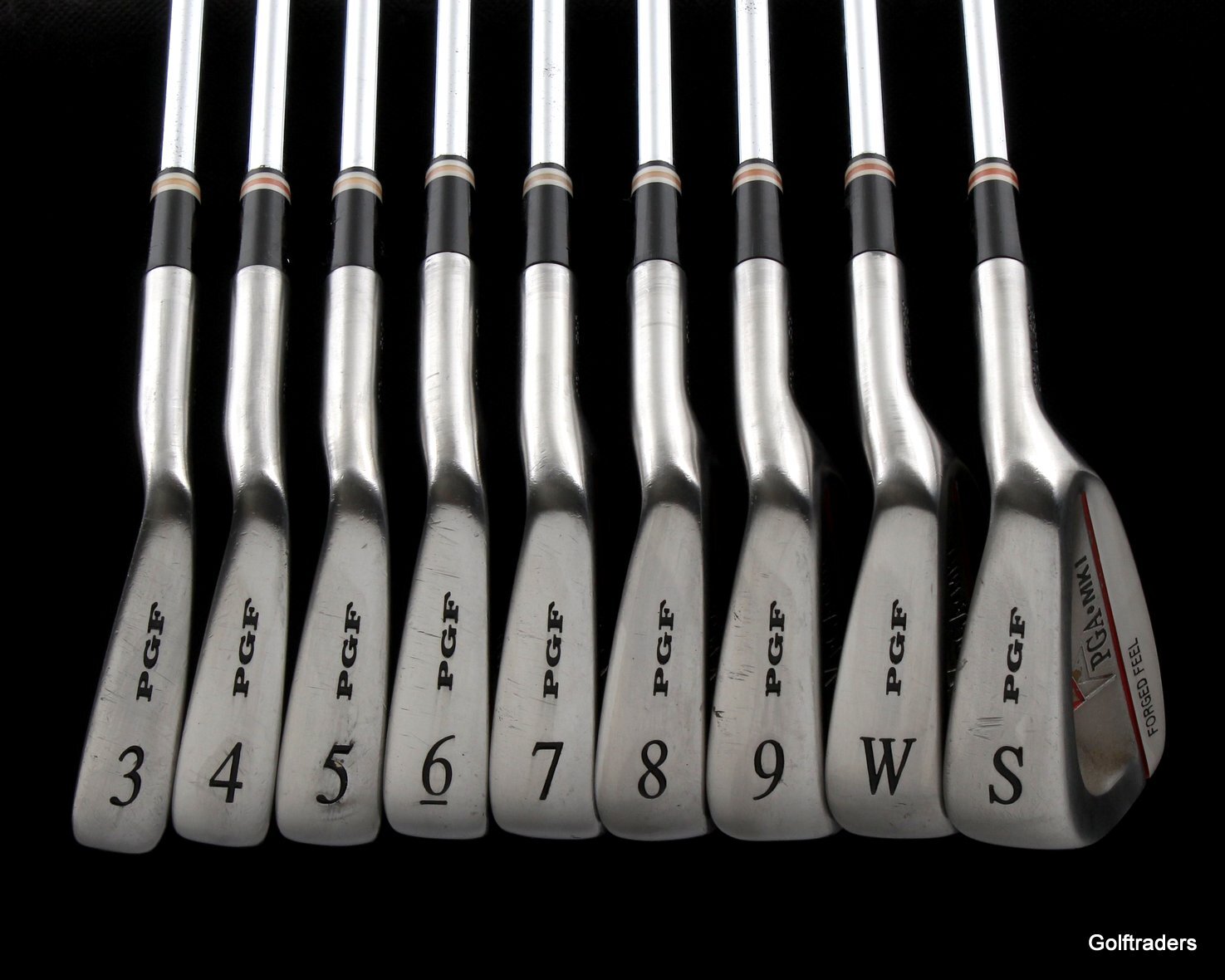 PGF PGA MK1 Feel Irons 3PW, SW Steel Stiff Flex New Grips H4706