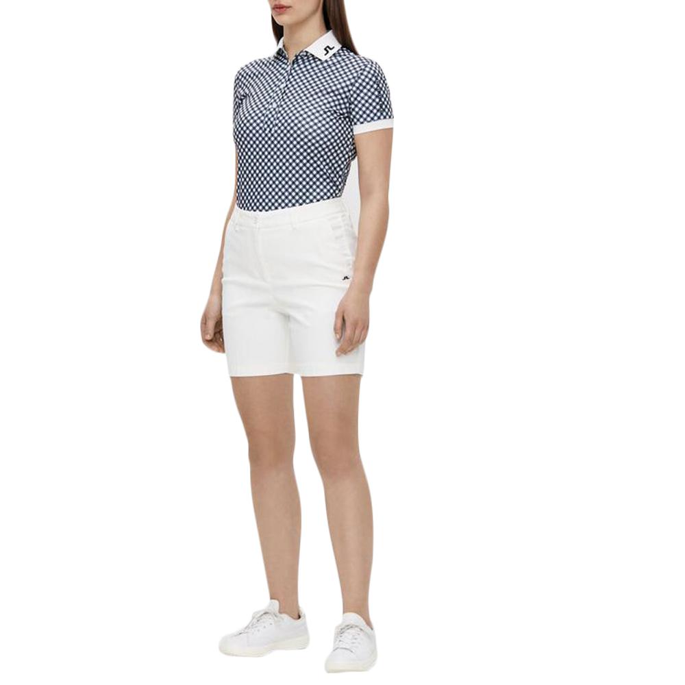 J.Lindeberg Women's Printed Tour Tech Golf Polo Shirt Gingham Mix