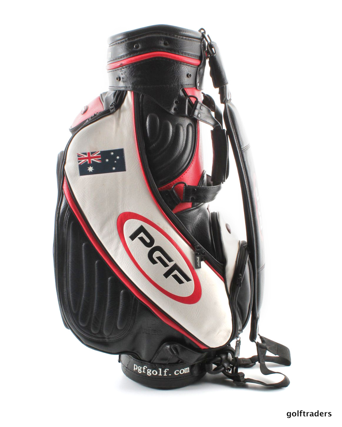 PGF TP SERIES GOLF STAFF CART BAG BLACK/RED/WHITE +HOOD USED E1305 just 160.00