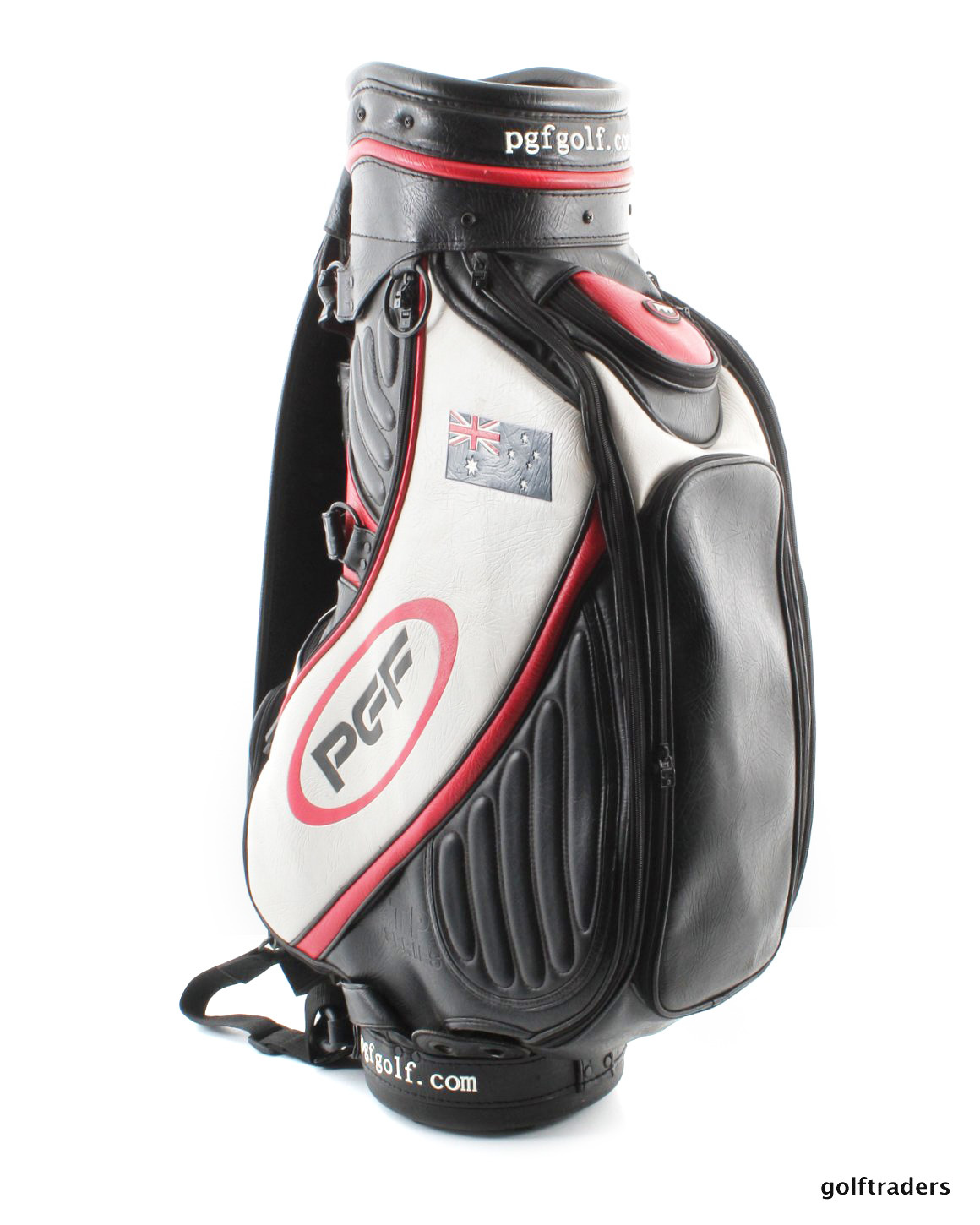 PGF TP SERIES GOLF STAFF CART BAG BLACK/RED/WHITE +HOOD USED E1305 just 160.00