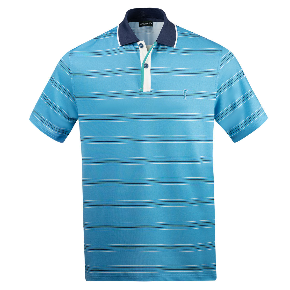 GOLFINO Mens Blue and White Comfortable MultiStripe Golf Polo Shirt just £34.99