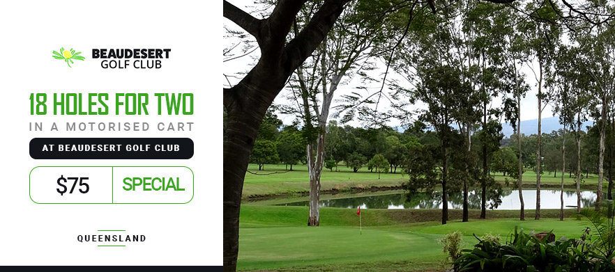 18 holes for 2 at <em>Queensland’s Hidden Gem Beaudesert Golf Club </em> Includes a shared motorised cart <em>
