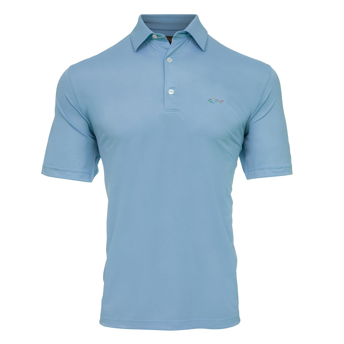Greg Norman Mens Blue Shark Logo Golf Polo Shirt just £21.99
