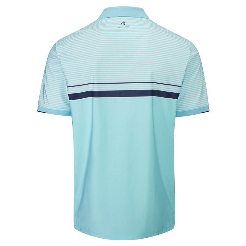 Oscar Jacobson Mens Navy Blue Lightweight Stripe Chalfort Golf Polo