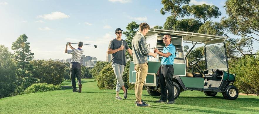 18 holes for Two in a Motorised Cart with a drink each at <em>North Adelaide Golf Course.</em> 