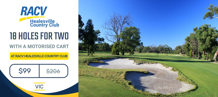 Play one of Victoria's True Gems! 18 Holes for 2 at the <em>Stunning RACV Healesville Resort.</em> Includes a motorised cart.