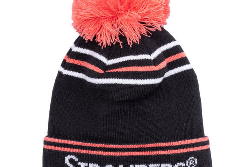 Stromberg Womens Black And Pink Knitted Pom Golf Beanie Hat - Image 1