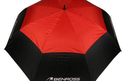 Benross Black And Red Lightweight Plain Double Canopy Golf Umbrella - Image 2