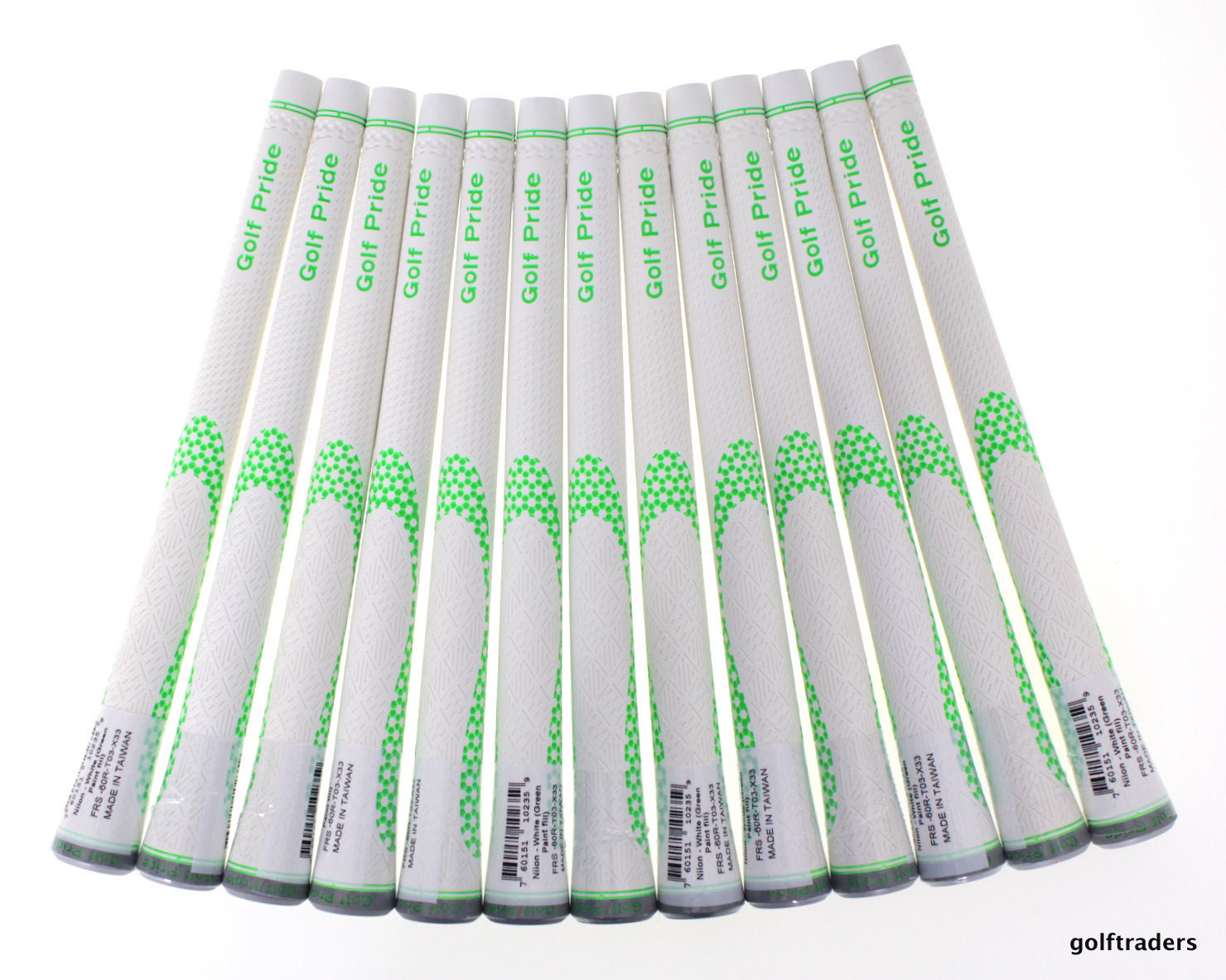 13 x GOLF PRIDE NIION RUBBER GOLF GRIPS WHITE / GREEN NEW GR195 just