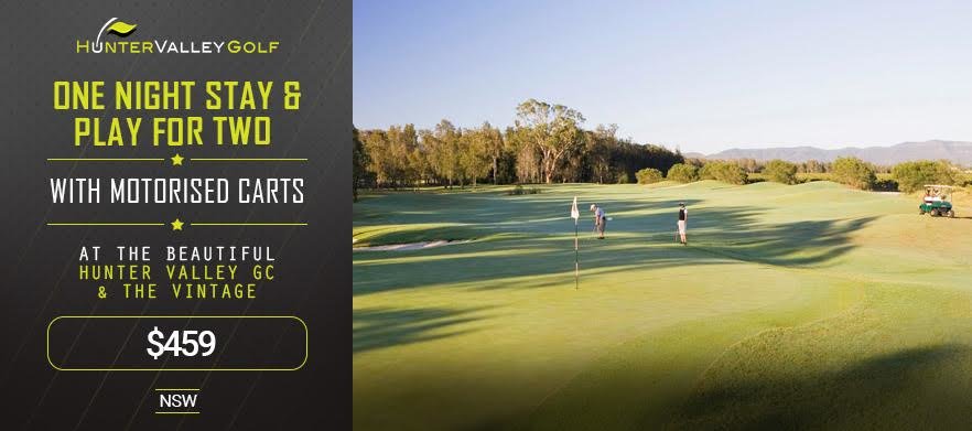 <b>One Night Stay & Play for Two People in the Hunter Valley!</b> Includes golf in a shared at Hunter Valley Golf & The Vintage. 