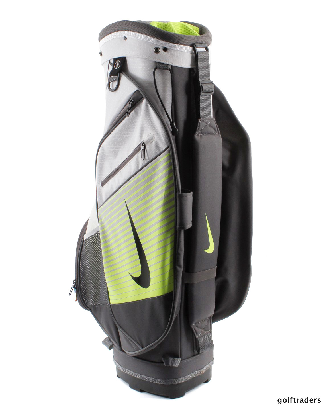 NIKE GOLF SPORT CART III BAG WHITE / LIME + RAIN HOOD USED E2866