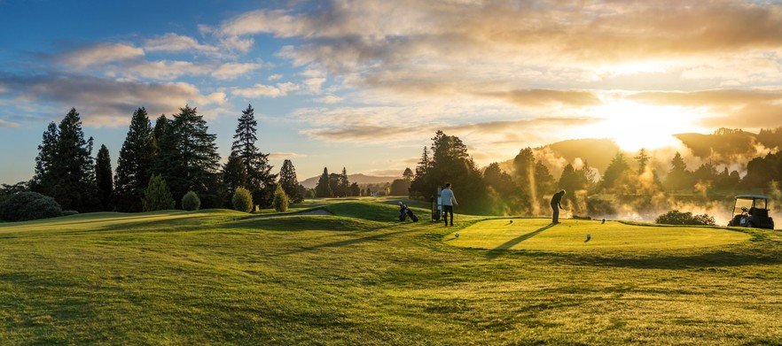 18 holes for TWO with a Motorised Cart at the stunning Rotorua Golf Club.