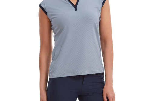 FootJoy Womens End on End Striped Lisle Golf Polo Shirt - Image 1