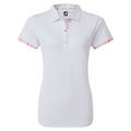 FootJoy Women's White and Pink Watercolour Trim Pique Golf Polo Shirt - Image 2
