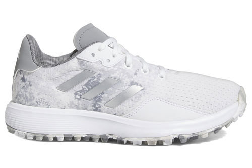 adidas Golf Kids Grey and White Striped Junior S2G SL Waterproof Spikeless Golf Shoes - Image 1