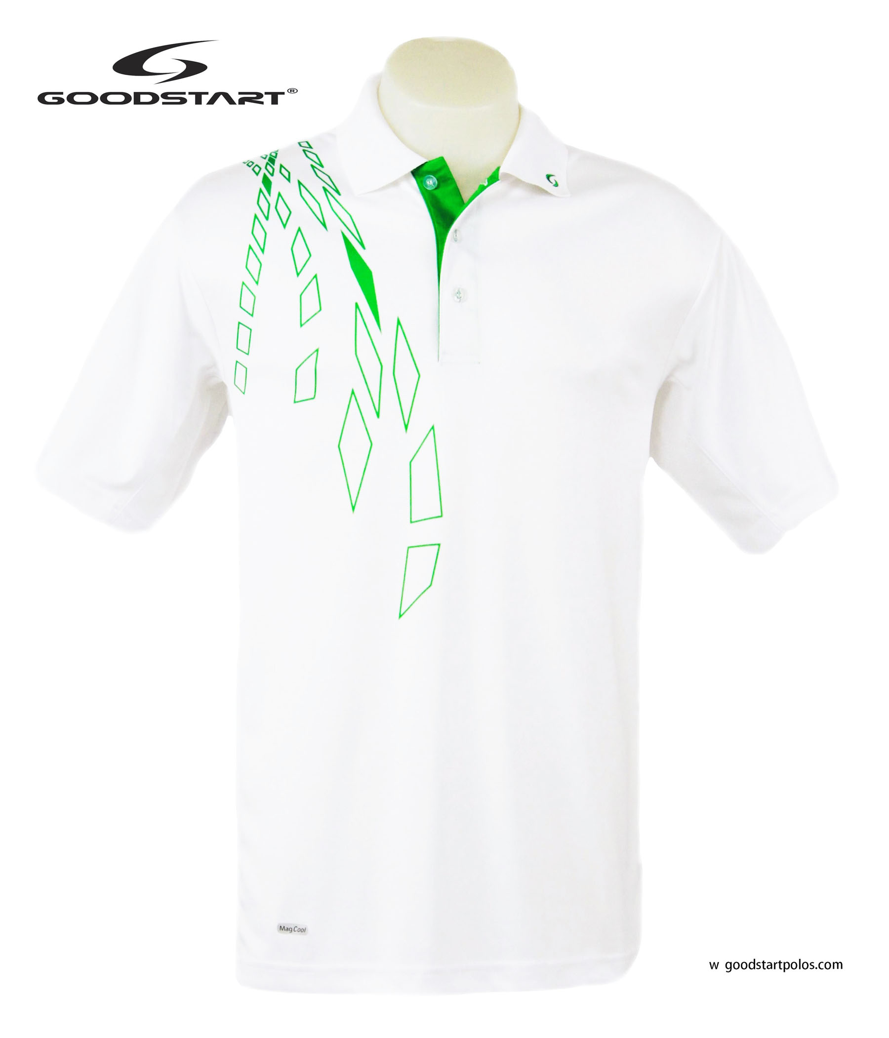 FACTORY SECONDS Men's White Polo Short Sleeve Golf TShirt Green