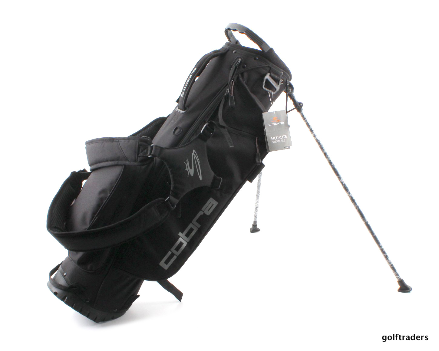COBRA 2017 MEGALITE GOLF STAND BAG + RAIN HOOD BLACK AS NEW E3388