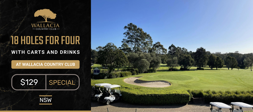 18 holes for Four at <em>Wallacia Golf Club.</em> Includes  motorised carts & drinks each! 