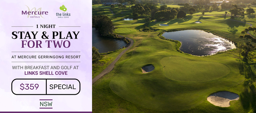 Stay & Play For Two at <em>The Mercure Gerringong Resort.</em> Includes 18 Holes at Links Shell Cove GC with a Cart, Hot Breakfast & More! 