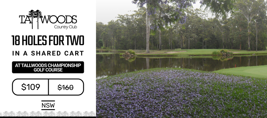 <em>Discover one NSW's Hidden Gems!</em> 18 Holes for Two at the Beautiful <em>Tallwoods Golf Course.</em> Includes a shared motorised cart.