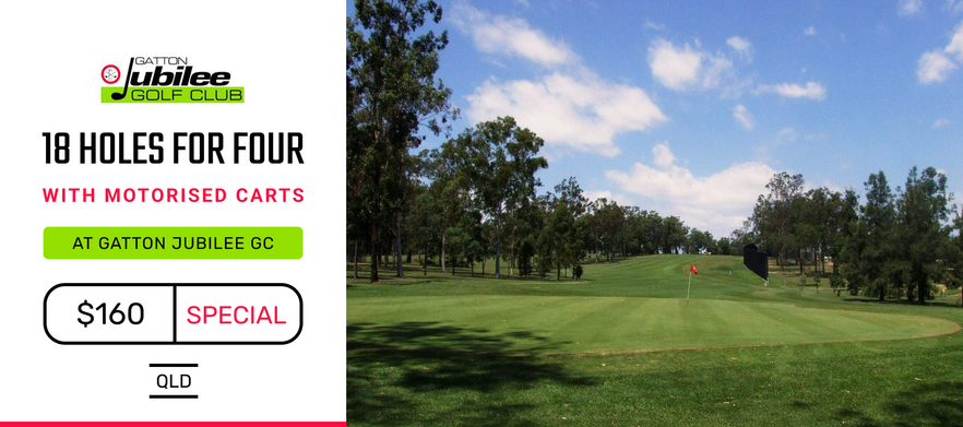 18 Holes For Four at <em>Gatton Jubilee Golf Club.</em> Includes Two shared motorised carts!