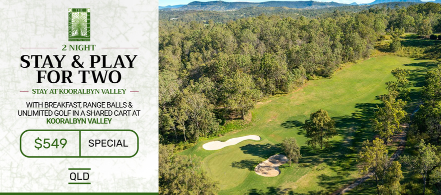 Play, Stay & Relax at The Kooralbyn Valley . 2 Night Stay With Unlimited Golf For Two With Carts & Range Balls at Kooralbyn Valley Golf Course. 