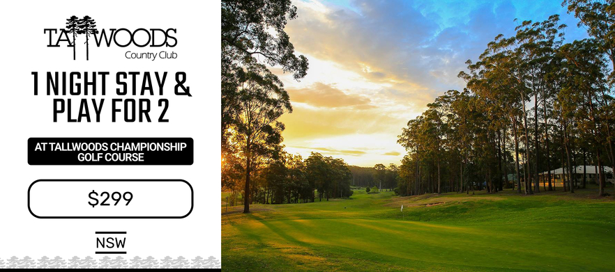 <em>Stay at One of NSW's Hidden Gems!</em> One Night Stay & Play for Two at <em>Tallwoods Golf Course.</em> Includes 1 Game of Golf with Shared Motorised Carts. <em>Grab this deal for just $299!</em>