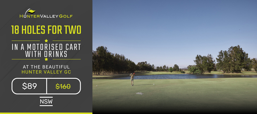 <b>18 Holes For Two in a Shared Motorised Cart with a Cold Beer each afterwards at Hunter Valley Golf Club.