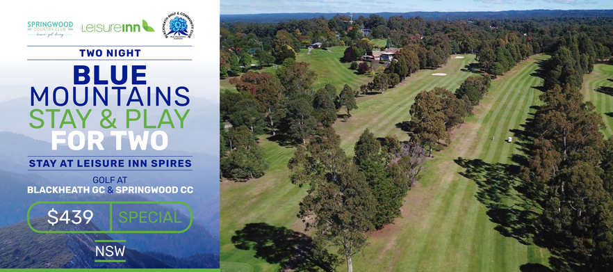Two Night Blue Mountains Stay & Play at The Leisure Inn Spires with golf in a cart at Blackheath GC & Springwood CC.