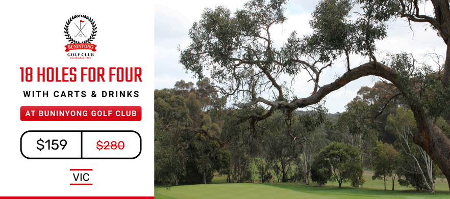 SUMMER DEAL Discover one of Melbourne's Hidden Gems! <em>18 Holes for four at Buninyong GC.</em> Includes motorised carts and drinks.