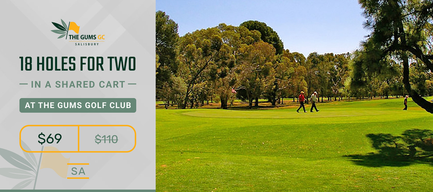 At <em>The Gums Golf Club:</em>  18 holes for Two in shared motorised cart.