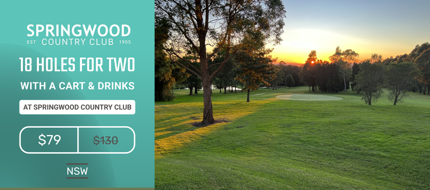 <b>Discover one of Sydney's Hidden Gems!</b> in the Blue Mountains! 18 Holes for Two in Motorised Cart at <b>Springwood Country Club.</b> Includes a drink each after your round. 