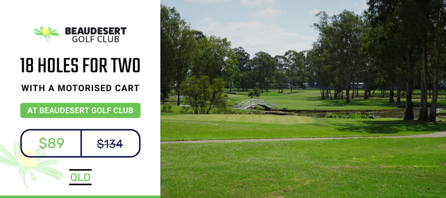 18 holes for 2 at <em>Queensland’s Hidden Gem Beaudesert Golf Club </em> Includes a shared motorised cart for just $89!<em> 