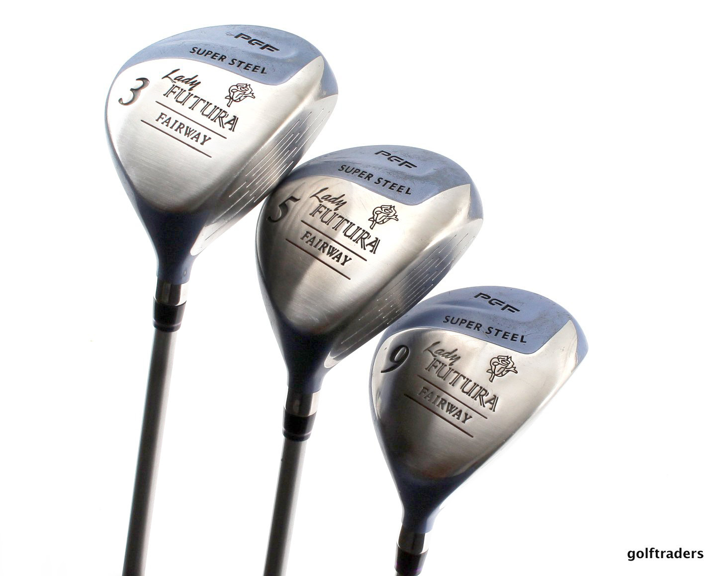 PGF LADY FUTURA WOOD SET 3, 5 & 9 WOOD GRAPHITE LADIES FLEX NEW GRIPS E606 just 120.00
