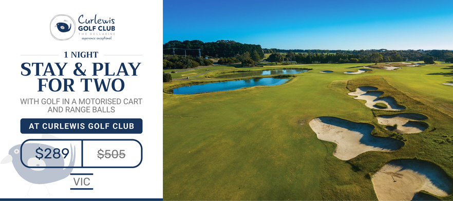 Two Person Golf Stay & Play package at the Premium Resort <em> Curlewis Golf Club </em> Includes 1 Nights Stay For TWO in a Signature Suite,  Range balls at the Range@Curlewis, One Round of golf For Two in motorised cart . <em>Normally $505, Today just...