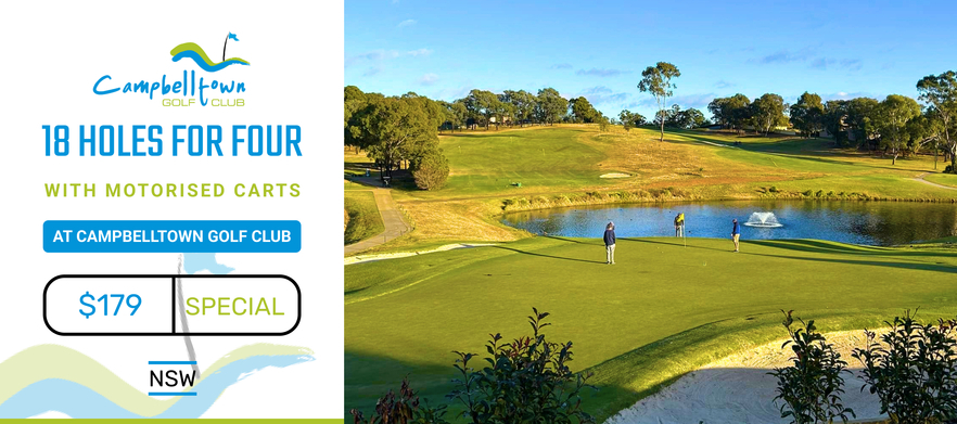 <em>Discover one of NSW's Hidden Gems!</em> 18 Holes for Four with Two Motorised Carts at Campbelltown Golf Club. 