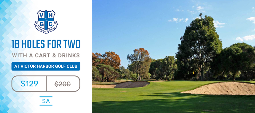 Discover one of Adelaide's Hidden Gems! 18 Holes for Two in a cart plus drinks at the Beautiful <em>Victor Harbor Golf Club.</em> 