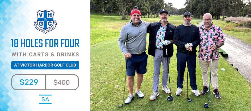 Discover one of Adelaide's Hidden Gems! 18 Holes for FOUR in carts plus drinks at the Beautiful <em>Victor Harbor Golf Club.</em> 