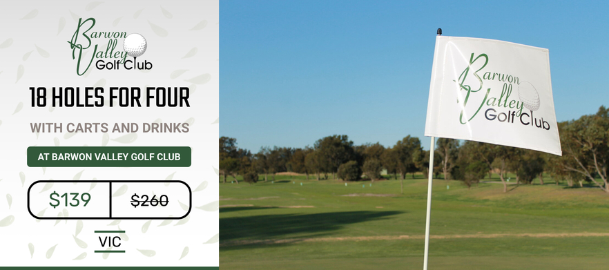 At <em>Barwon Valley Golf Club:</em>  18 holes of golf for FOUR with motorised carts and drinks.