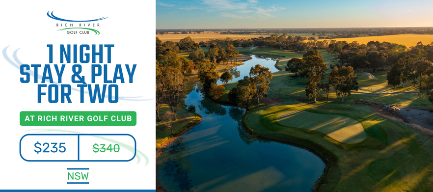 <em> Stay and Play at one of the Murray's True Gems! </em> 1 Night and 18 Holes in a Shared Cart for 2 at Rich River Golf Club.