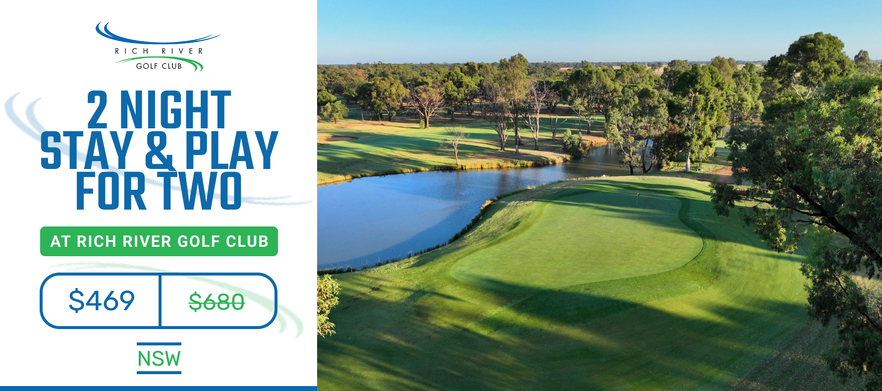 <em> Stay and Play at one of the Murray's True Gems! </em> 2 Night and 2 Rounds of Golf in a Shared Cart for 2 at Rich River Golf Club.