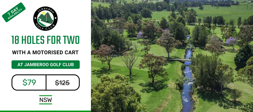 7 Days a Week! <em>Discover one of NSW's hidden gems!</em> 18 Holes for two at <em>Jamberoo Golf Club.</em> Includes a shared motorised cart.