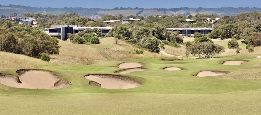 Play at the home of Australian golf! 18 Holes for TWO at the <em>Stunning Moonah Links Golf Resort.</em> Includes motorised carts.