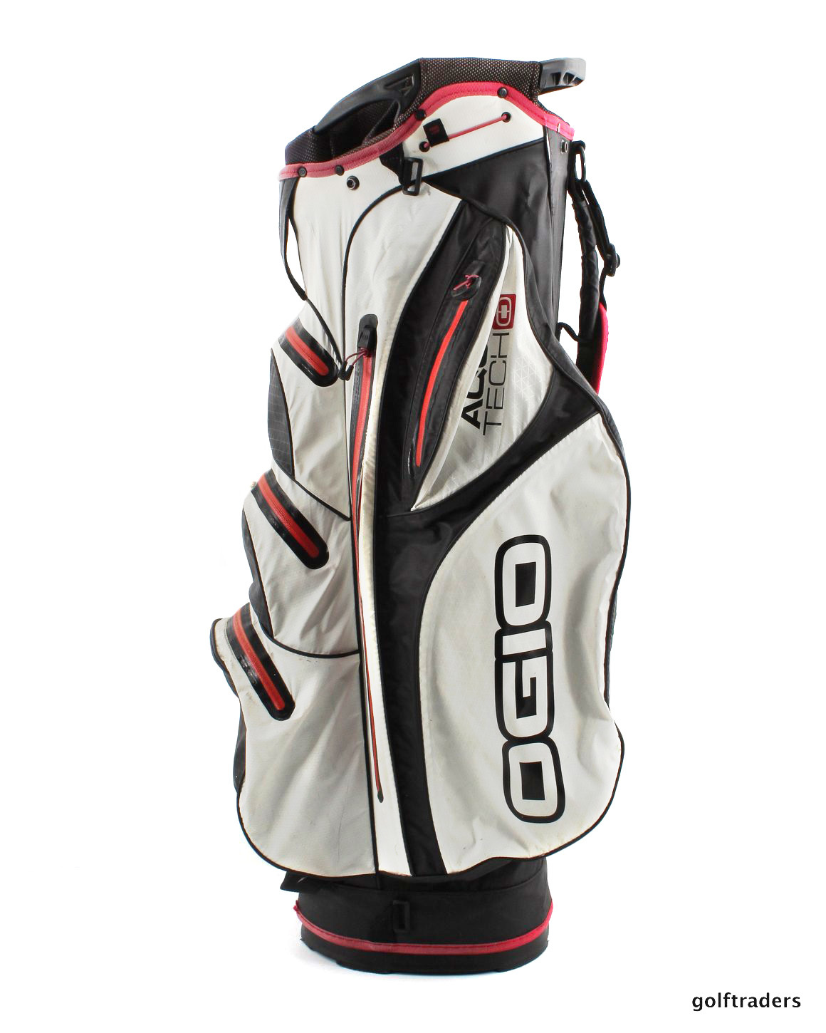 OGIO AQUA TECH 100 WATERPROOF CART BAG RED/WHITE/BLACK +HOOD USED 