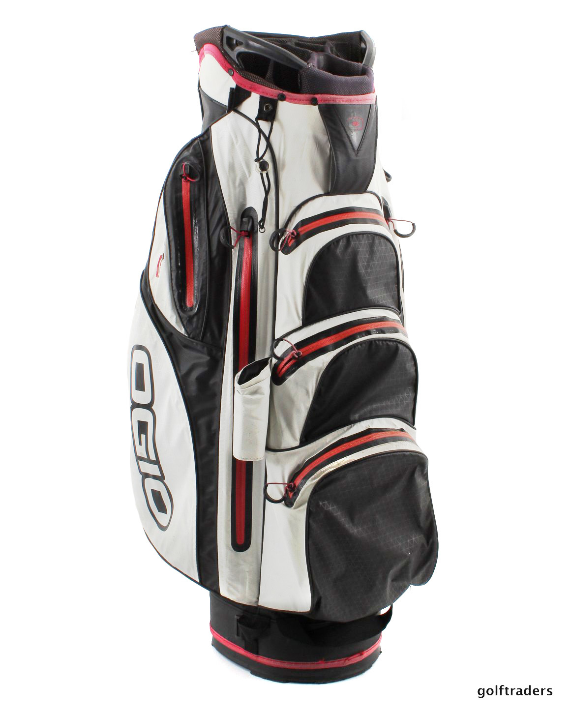 OGIO AQUA TECH 100 WATERPROOF CART BAG RED/WHITE/BLACK +HOOD USED E3935 just 255.00