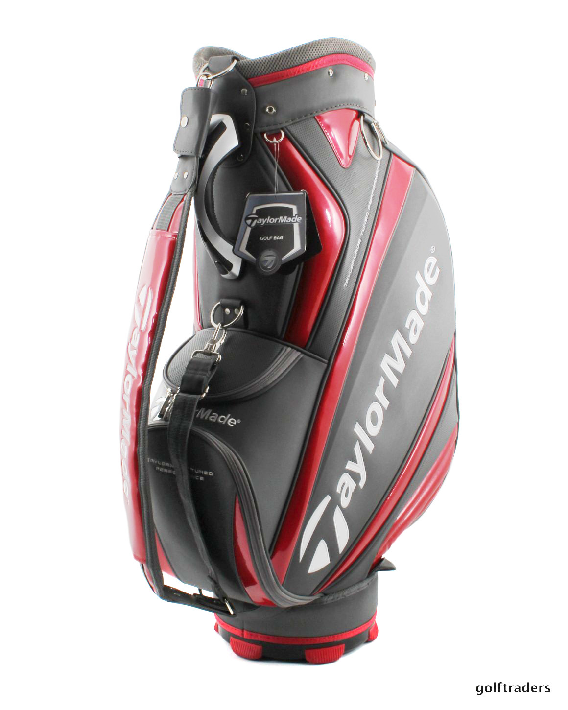 TAYLORMADE GOLF STAFF BAG GREY / RED + RAIN HOOD LIKE NEW E4039