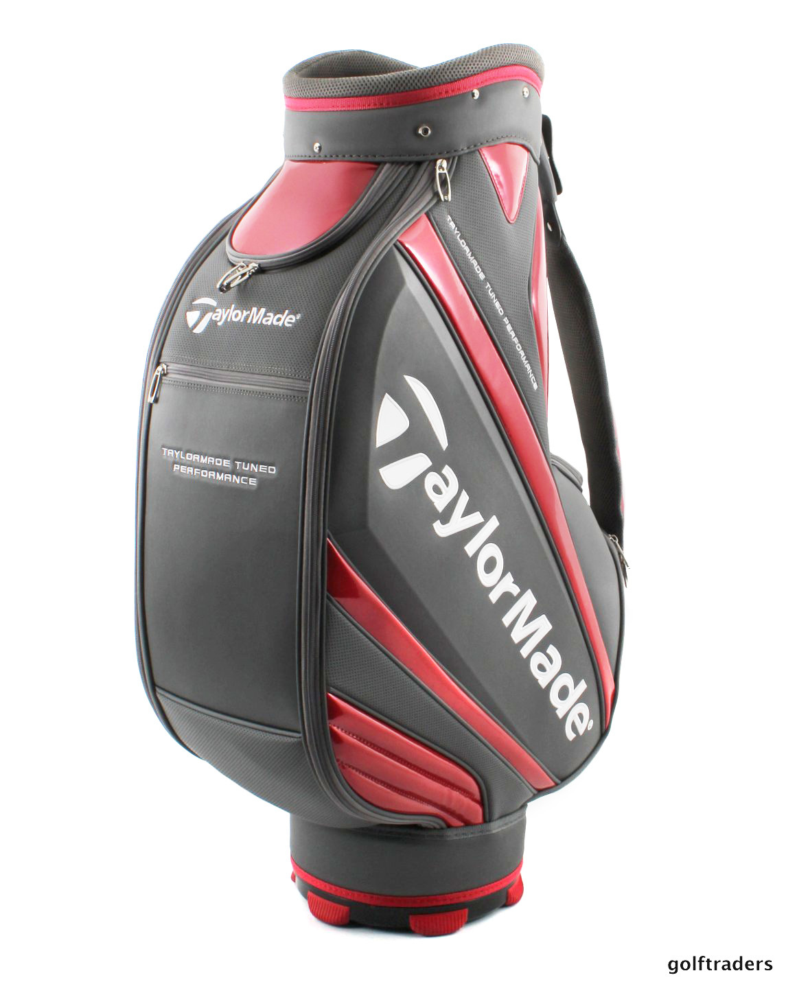 TAYLORMADE GOLF STAFF BAG GREY / RED + RAIN HOOD LIKE NEW E4039