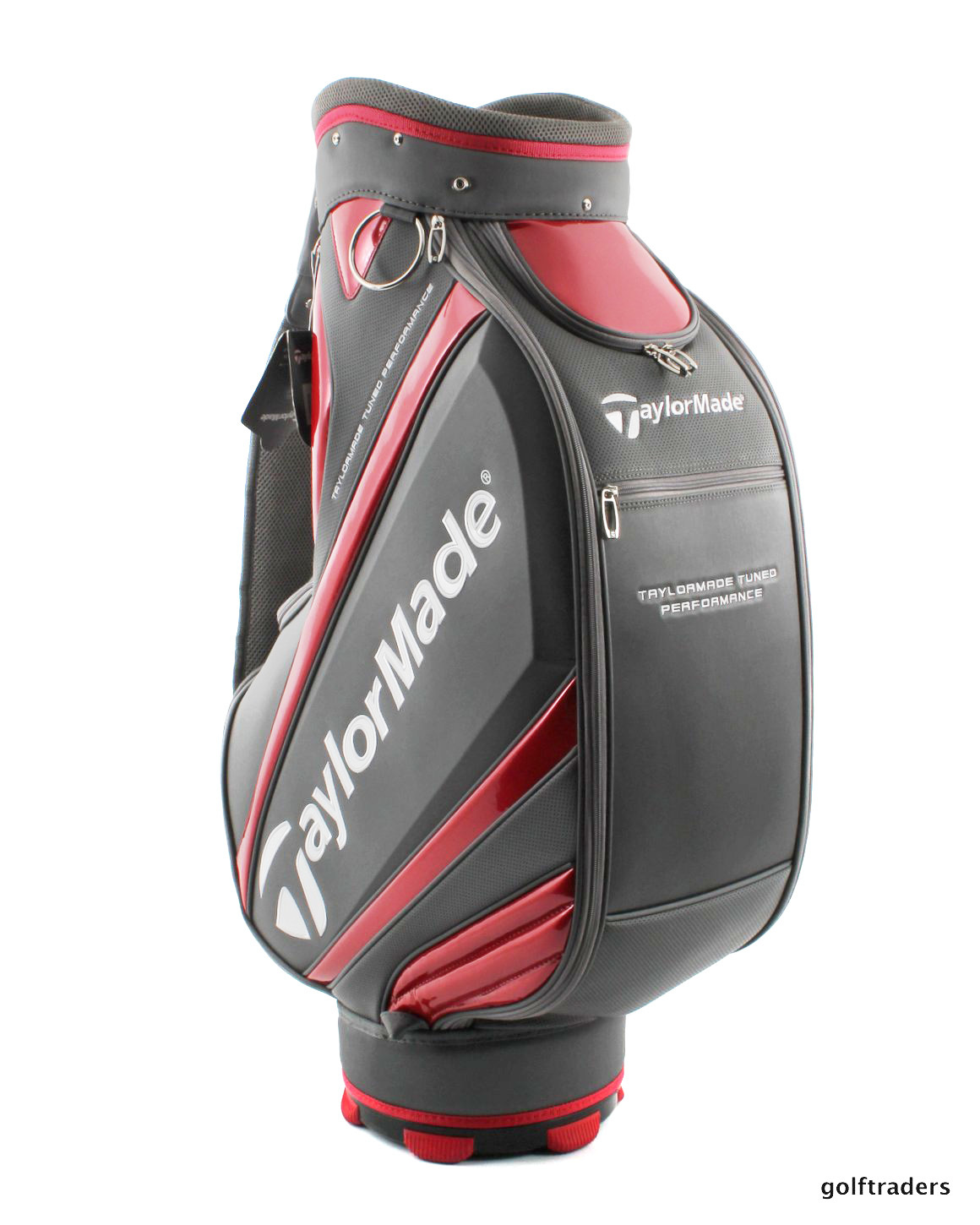 TAYLORMADE GOLF STAFF BAG GREY / RED + RAIN HOOD LIKE NEW E4039