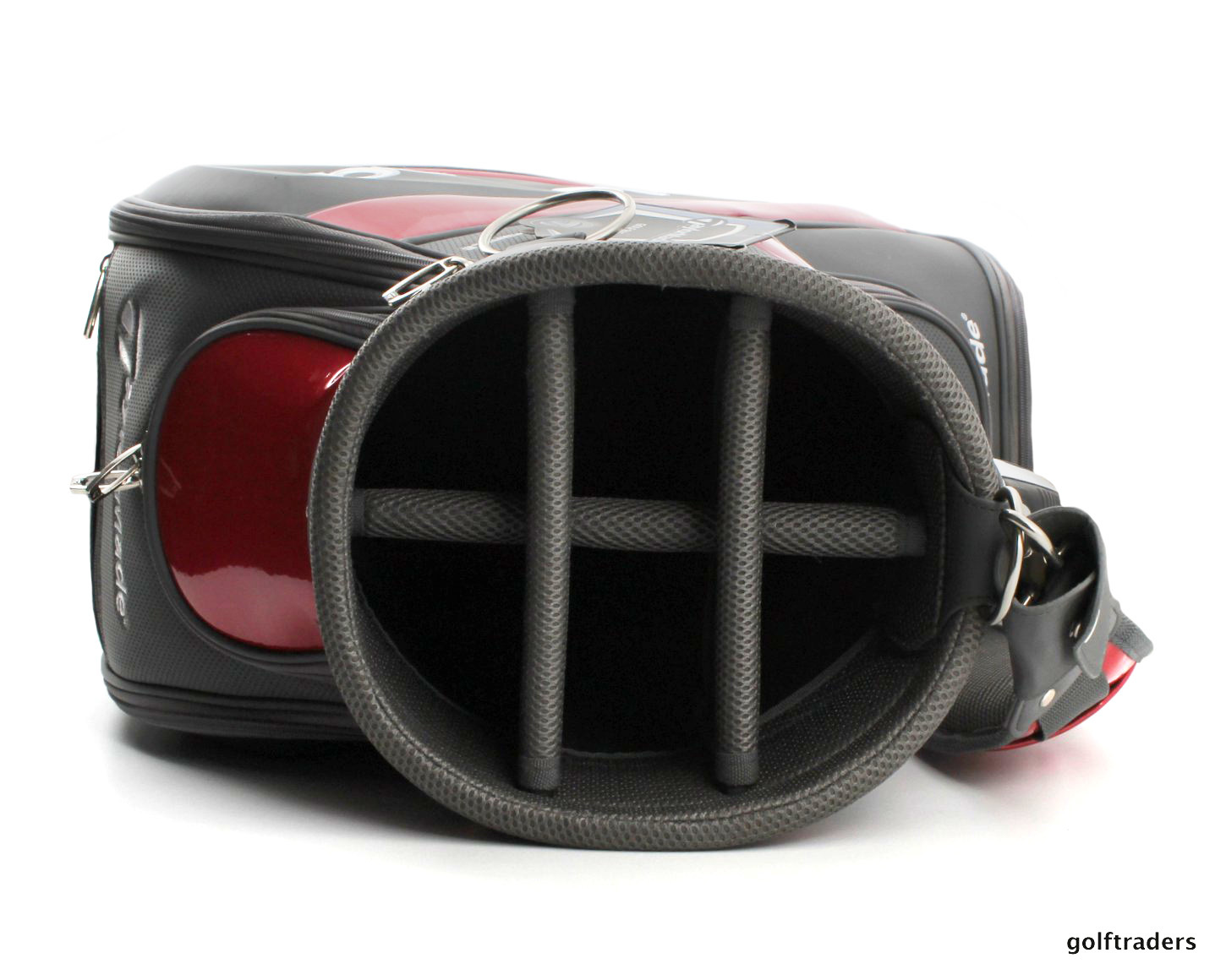 TAYLORMADE GOLF STAFF BAG GREY / RED + RAIN HOOD LIKE NEW E4039